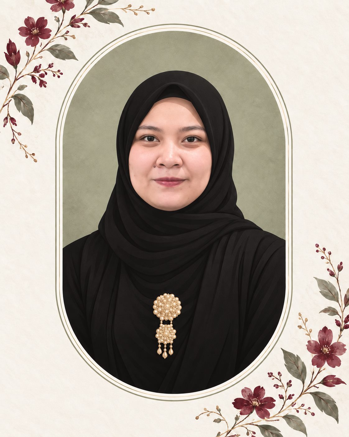 Ilustrasi Widiya berhijab hitam