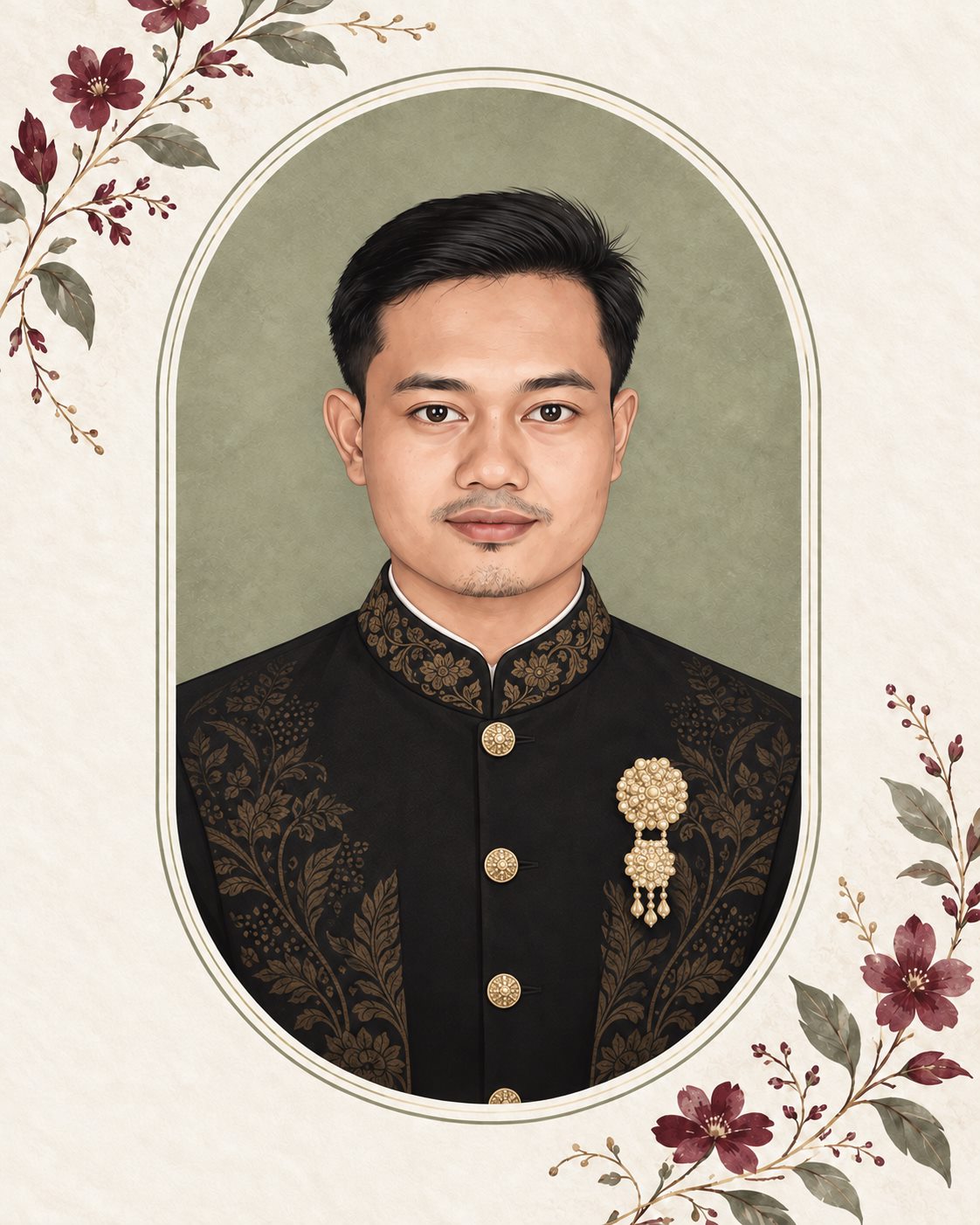 Ilustrasi Yophi dengan busana Jawa hitam